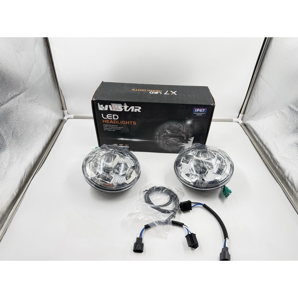 HWSTAR New Upgraded 1000% Bright Anti-glare 7 Inch Led Headlights Round